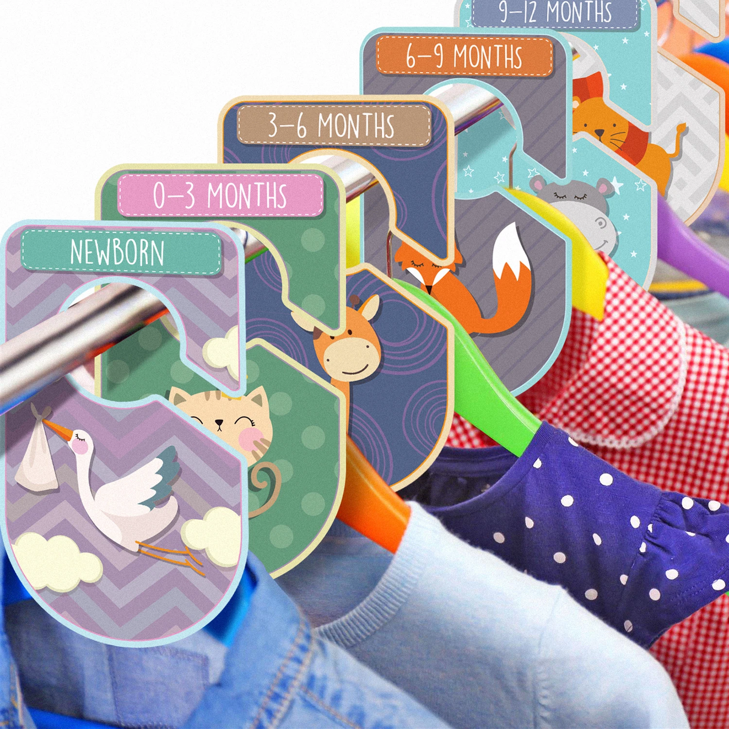 Baby Wardrobe Dividers Set Pack of 20 Animal Theme